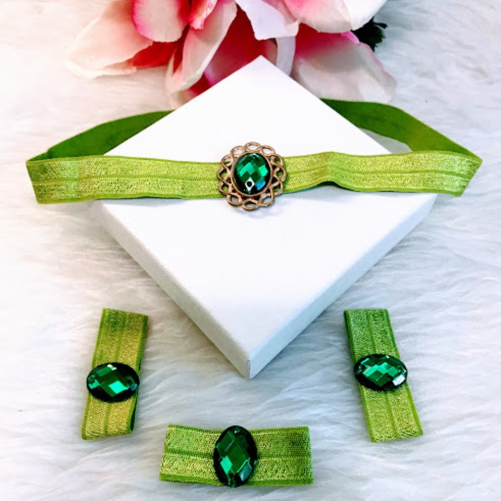 Princess Jasmine Set Green Elastic Headband